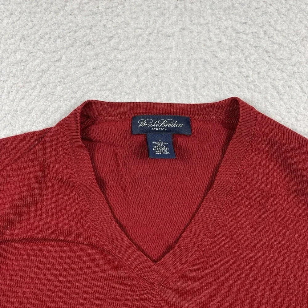 Brooks Brothers Sweater Mens Large Red Stretch Merino Blend Vintage Hong‎ Kong